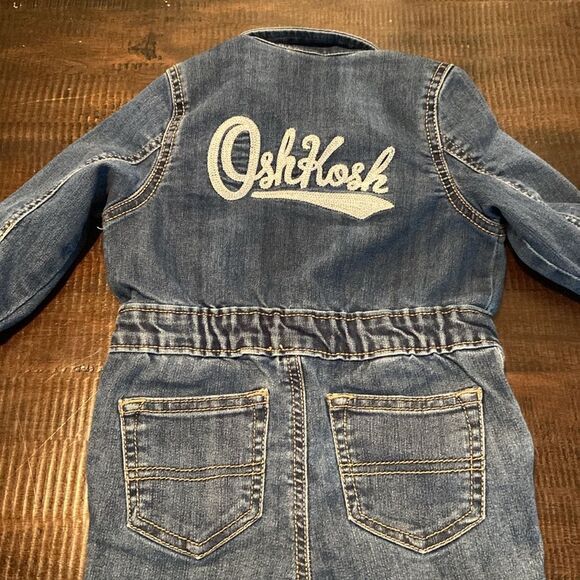 OshKosh B'gosh Other - Oshkosh Baby B’gosh Denim Long Sleeve Coveralls With Logo patch on back 18 month